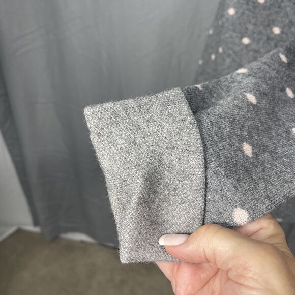 Cynthia Rowley Pullover XS Sweater Gray/Pink Polka Dot‎ 3/4 Sleeve BoatNeck Knit - Picture 4 of 9